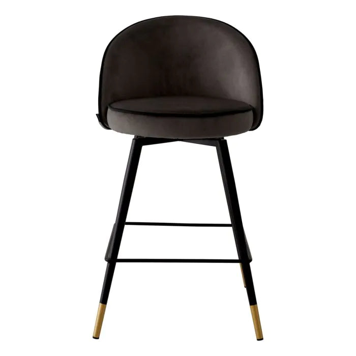 Cooper Set of 2 Counter Stools - Roche Dark Grey Velvet