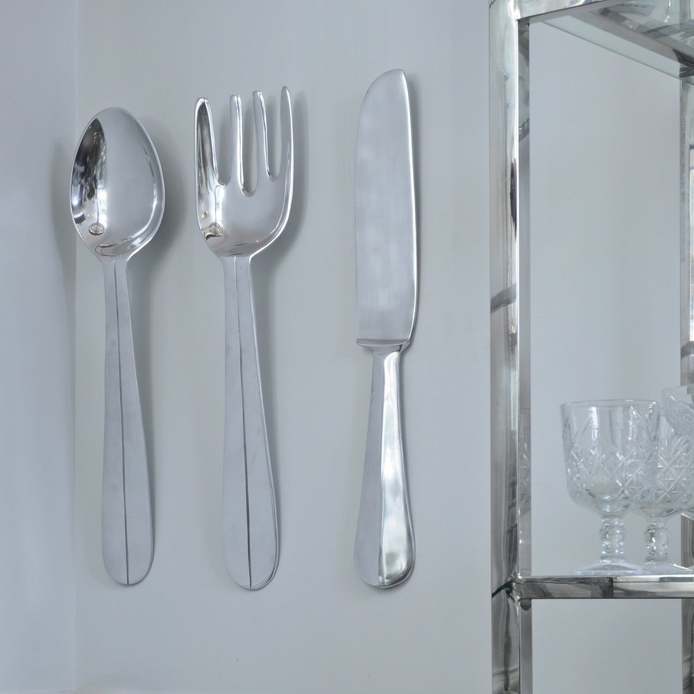 Product photograph of Libra Interiors Aluminium Cutlery Set Wall Hanging from Olivia's.