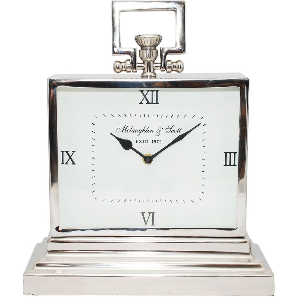 Product photograph of Libra Interiors Latham Small Aluminium Rectangular Clock With Roman Numerals from Olivia's