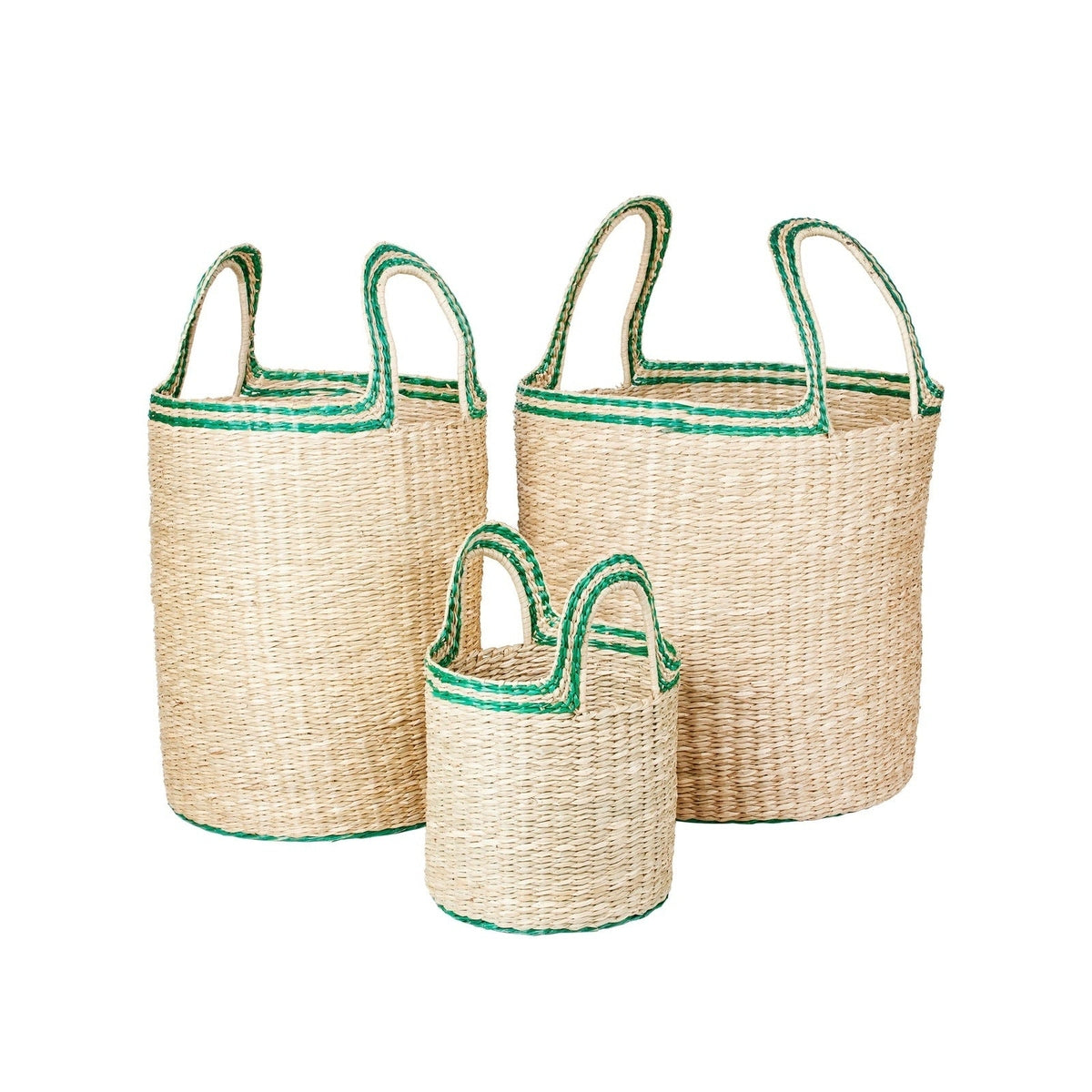 Product photograph of Broste Copenhagen Set Of 3 Lykke Baskets In Green from Olivia's