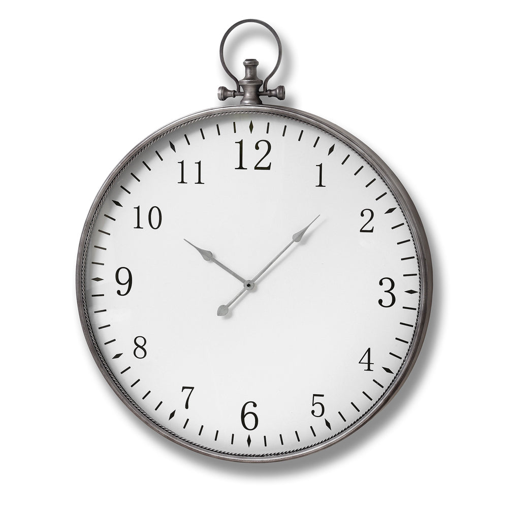 Product photograph of Hill Interiors Silver Pocket Watch Wall Clock from Olivia's