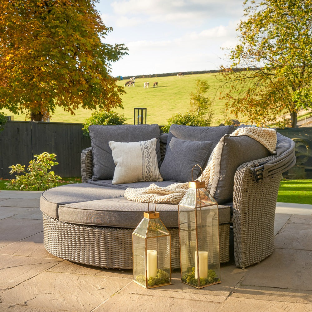 Product photograph of Olivia S Outdoor Slate Grey Bermuda Daybed Dining Set With Ceramic Top from Olivia's.