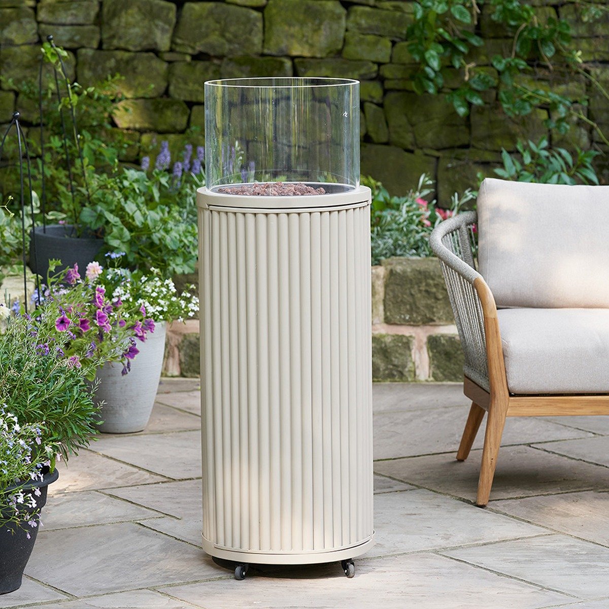 Product photograph of Cosipillar Tube Column Fire Pit - Sandy Beige from Olivia's.