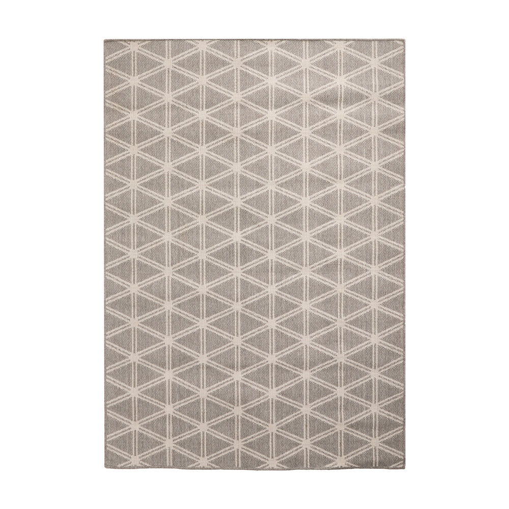 Product photograph of Olivia S Indoor Outdoor Silver Grey And White Geometric Design Rug from Olivia's