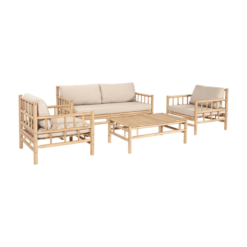 Product photograph of Olivia S Outdoor Azure Natural Bamboo Finish Lounge Set from Olivia's.