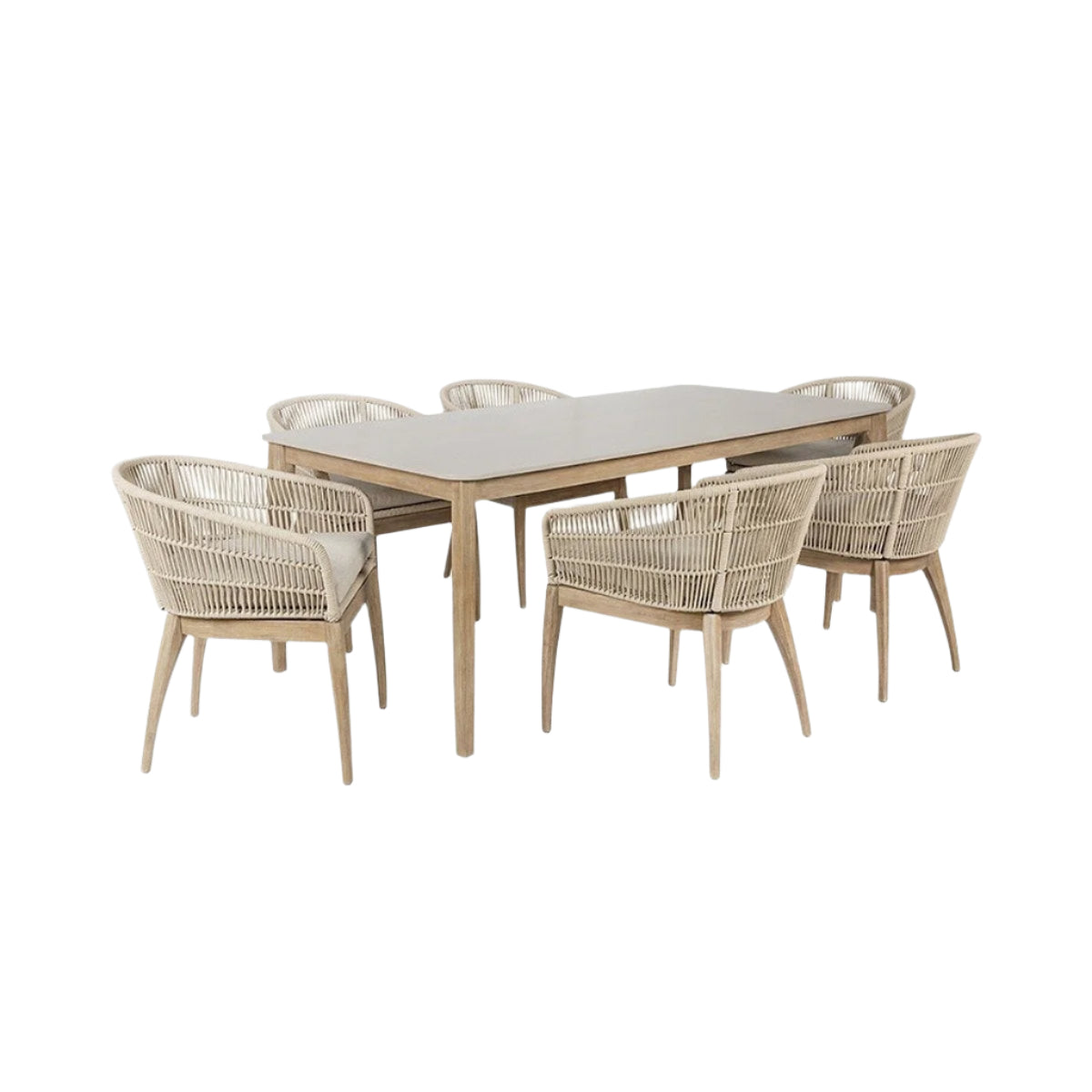Product photograph of Mova Outdoor 6 Seater Dining Set - Latte Oatmeal from Olivia's.
