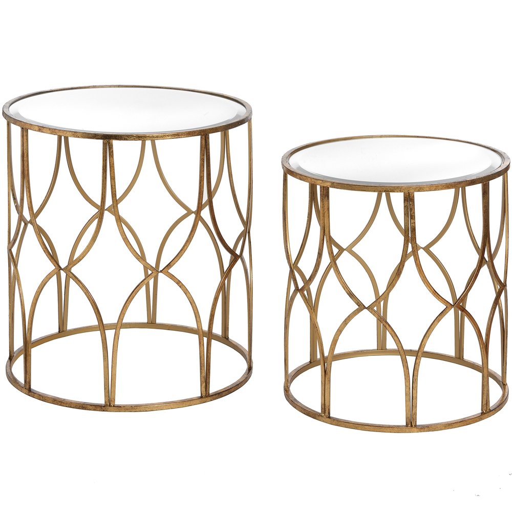 Hill Interiors Set Of Two Lattice Detail Gold Side Tables