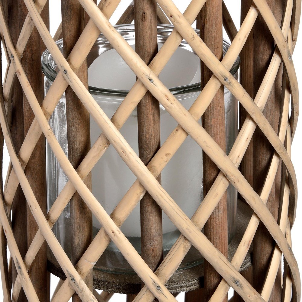 Product photograph of Hill Interiors Small Wicker Lantern With Glass Hurricane from Olivia's.