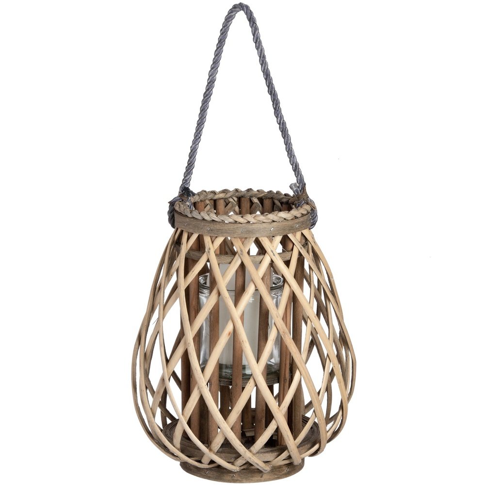 Hill Interiors Wicker Bulbous Lantern Large