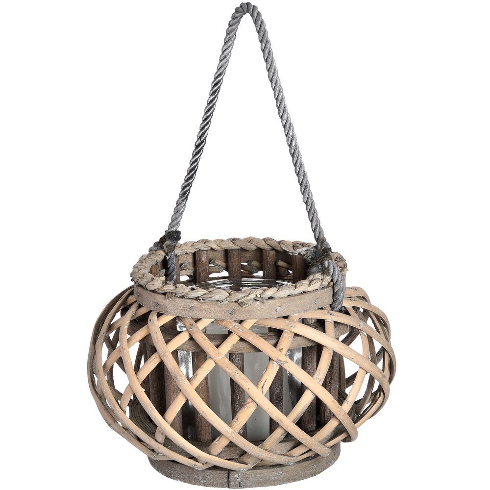 Hill Interiors Wicker Basket Lantern Small