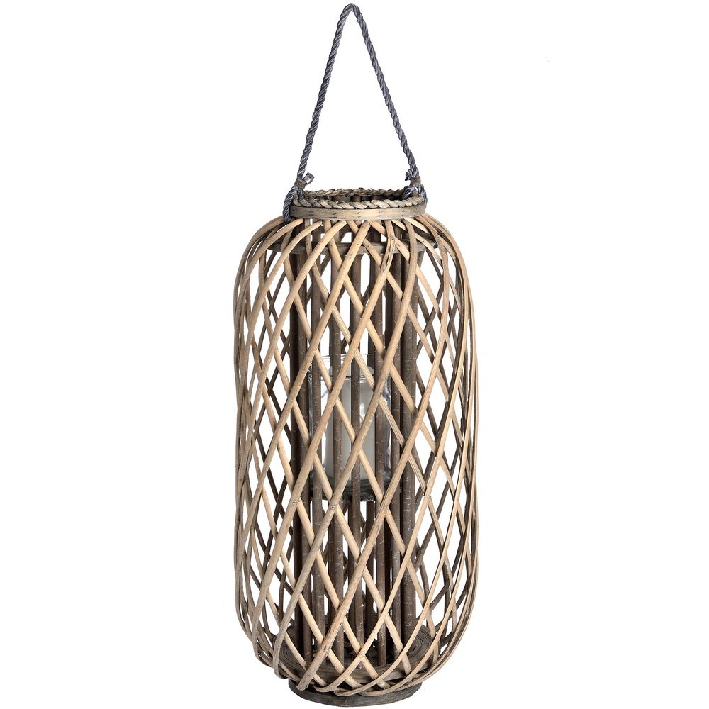 Product photograph of Hill Interiors Standing Wicker Lantern Large from Olivia's