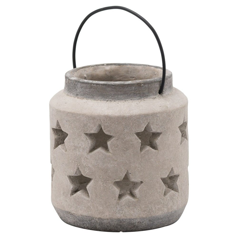 Product photograph of Hill Interiors Bloomville Star Lantern In Stone Large from Olivia's
