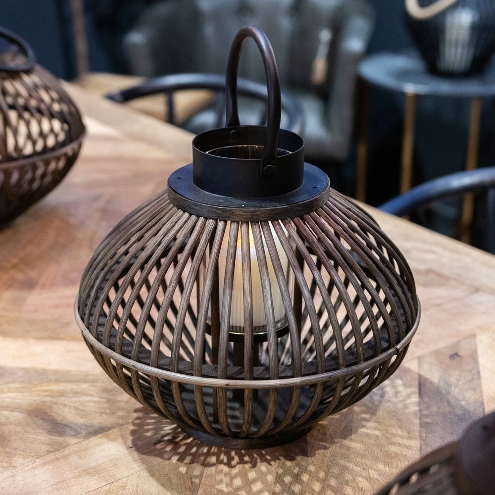 Product photograph of Hill Interiors Bamboo Style Lantern In Brown Large from Olivia's.