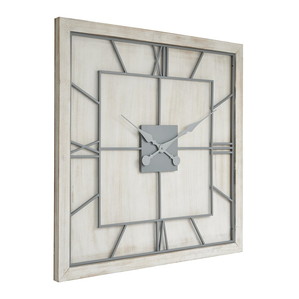 Product photograph of Hill Interiors Williston White Square Large Wall Clock from Olivia's