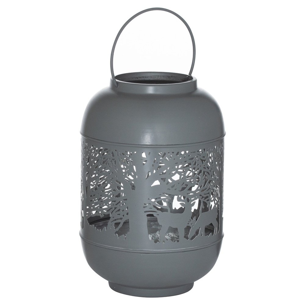 Hill Interiors Glowray Dome Forest Lantern In Silver And Grey Medium