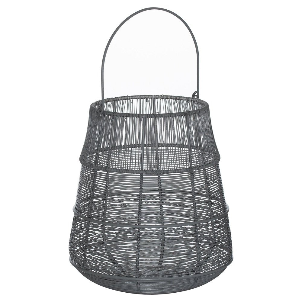 Hill Interiors Wire Glowray Conical Lantern In Silver And Grey Small