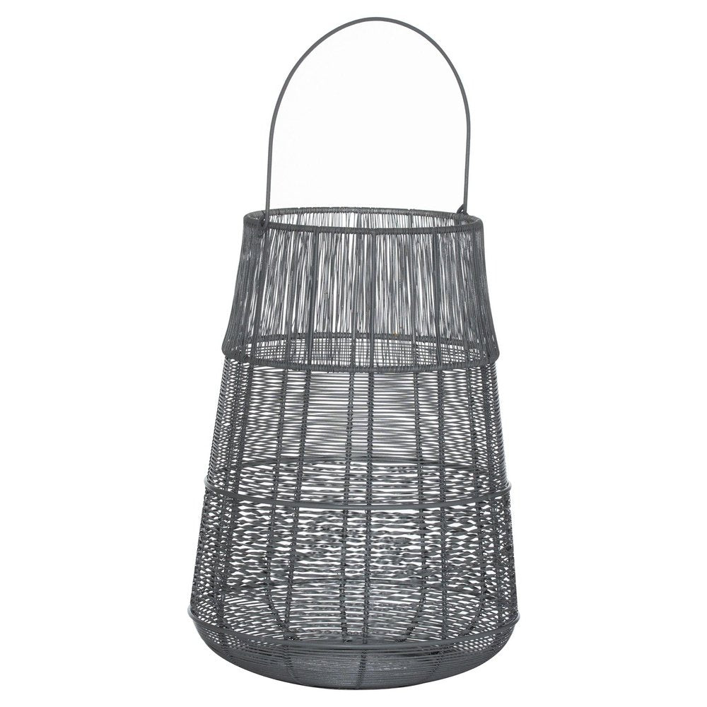 Product photograph of Hill Interiors Wire Glowray Conical Lantern In Silver And Grey Large from Olivia's.