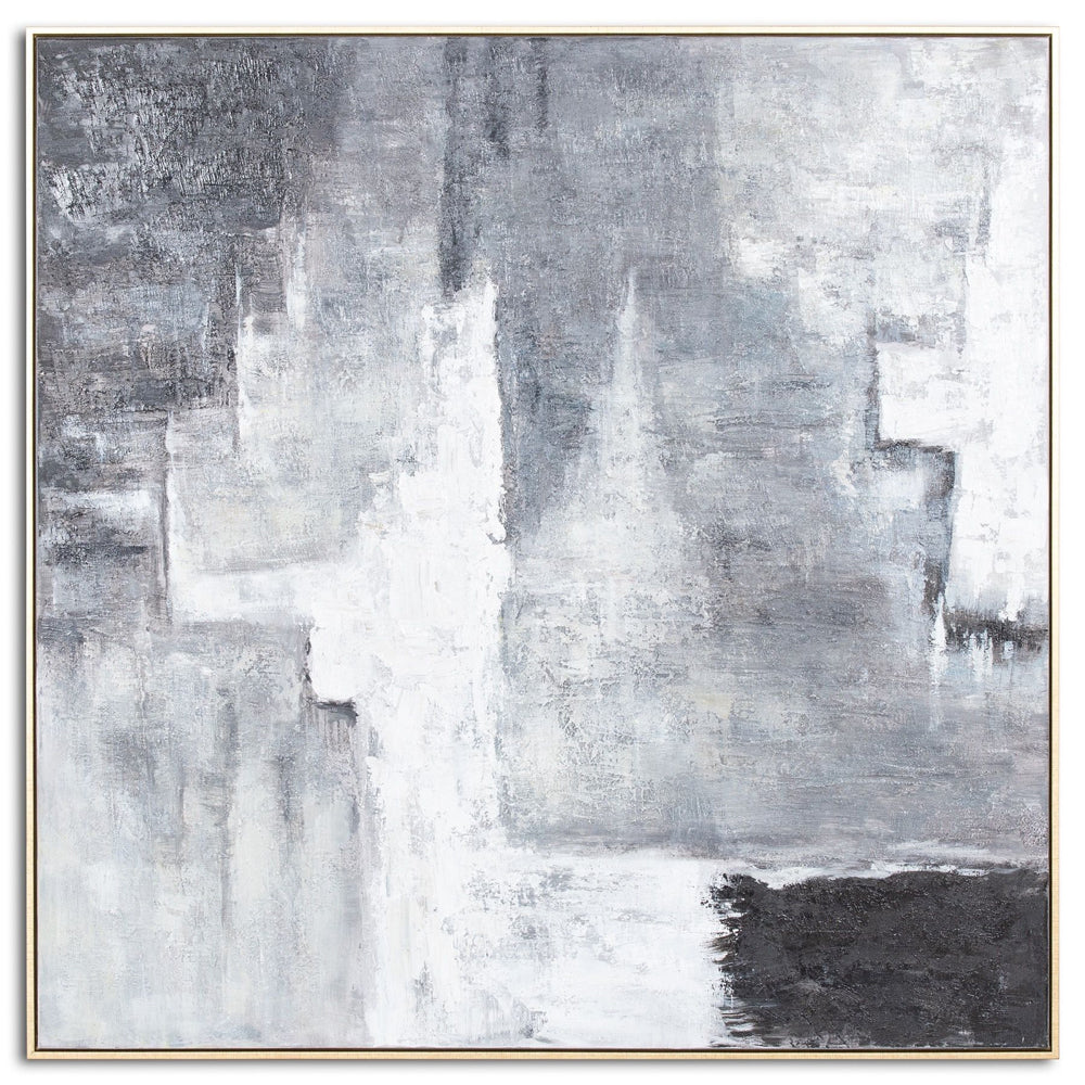 Product photograph of Hill Interiors Hand Painted Black And White Layered Abstract Painting from Olivia's