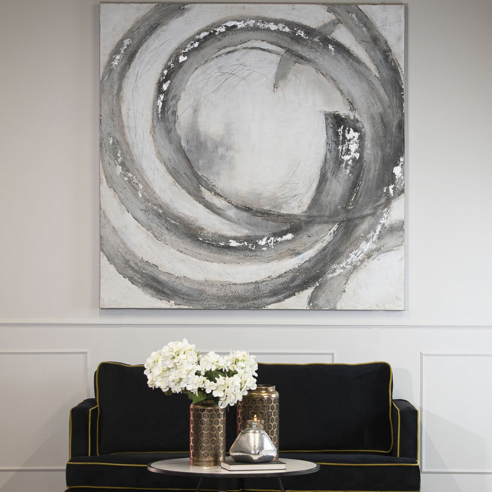 Product photograph of Hill Interiors Galaxy Silver And Grey Hand Painted Canvas from Olivia's.