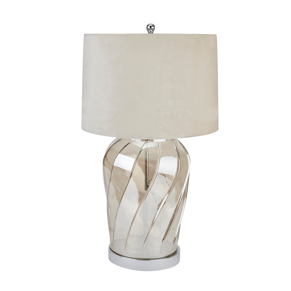 Hill Interiors Ambassador Metallic Glass Lamp With Velvet Shade