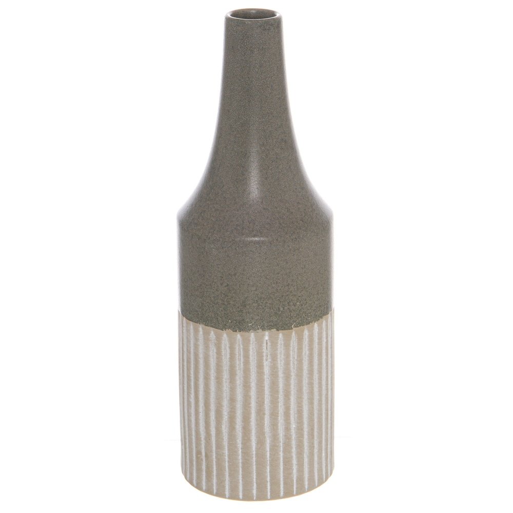 Hill Interiors Mason Collection Ceramic Convex Vase In Grey