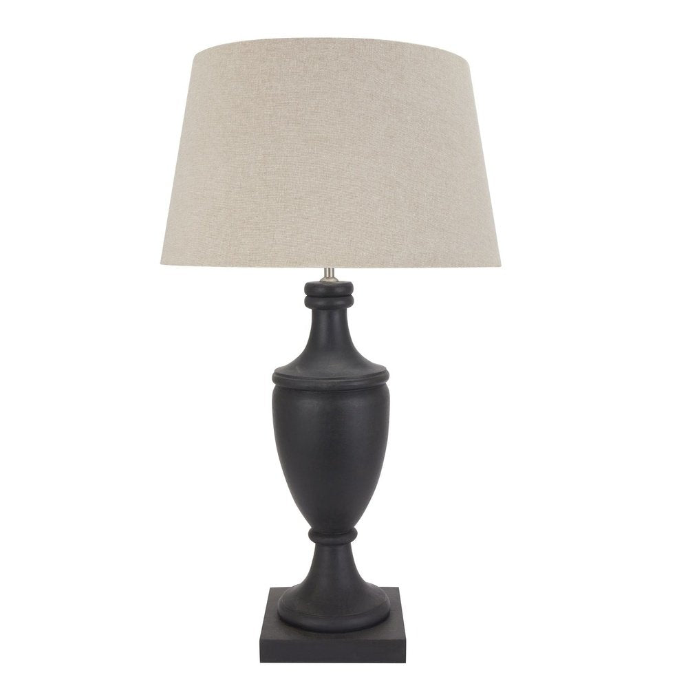 Product photograph of Hill Interiors Delaney Pillar Lamp With Linen Shade In Grey from Olivia's