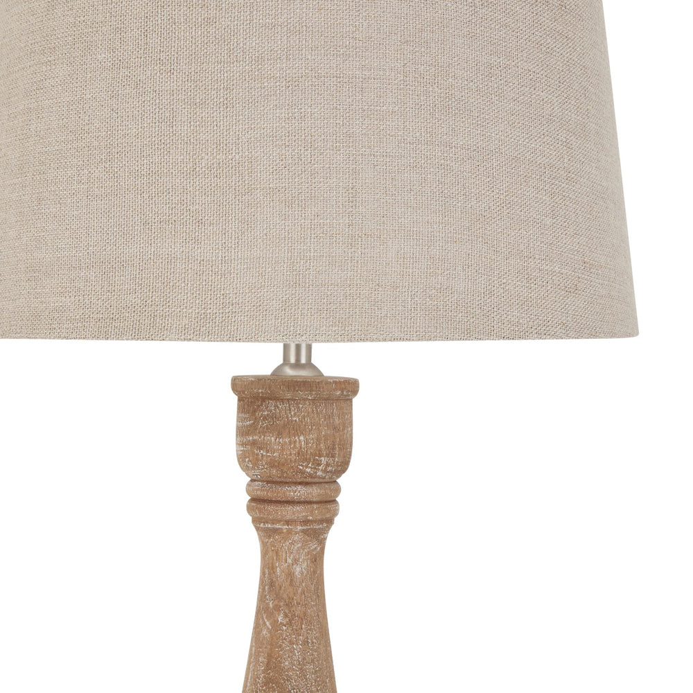 Product photograph of Hill Interiors Delaney Natural Wash Candlestick Lamp With Linen Shade from Olivia's.