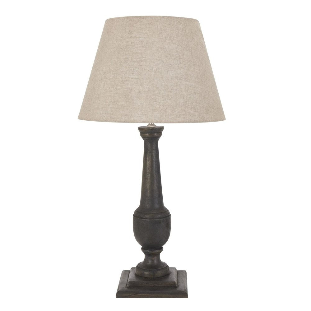 Product photograph of Hill Interiors Delaney Goblet Candlestick Lamp With Linen Shade In Grey from Olivia's