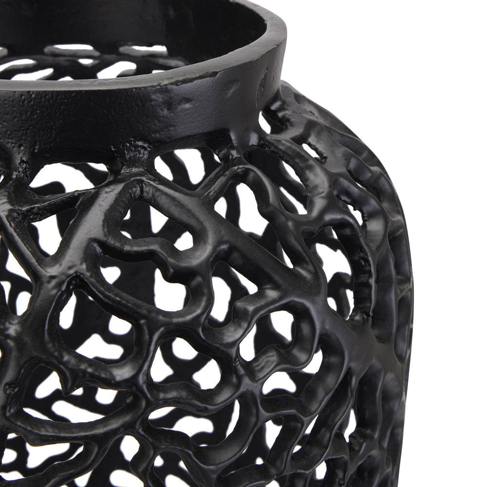 Product photograph of Hill Interiors Black Cast Lattice Vase from Olivia's.