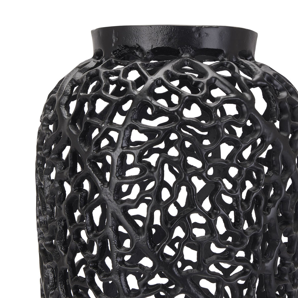 Product photograph of Hill Interiors Black Cast Lattice Large Vase from Olivia's.