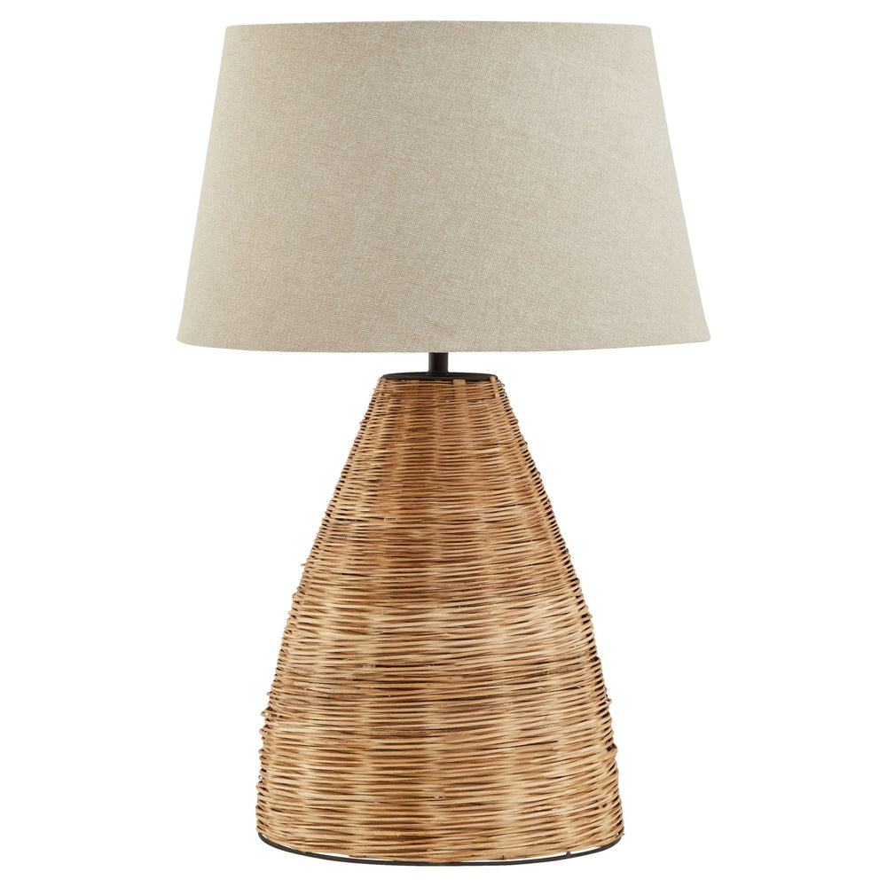 Product photograph of Hill Interiors Conical Wicker Table Lamp With Linen Shade from Olivia's