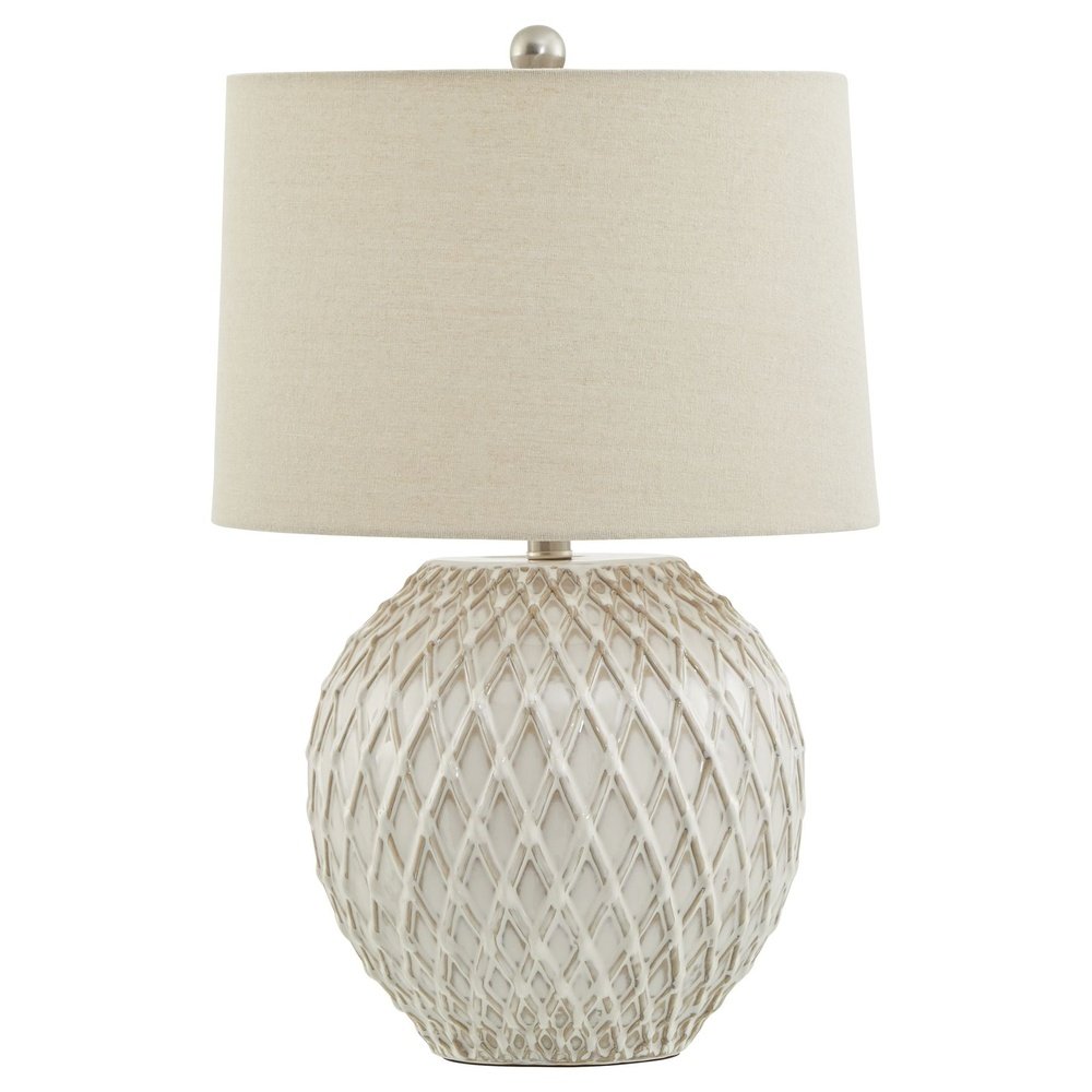 Hill Interiors Lattice Ceramic Table Lamp With Linen Shade