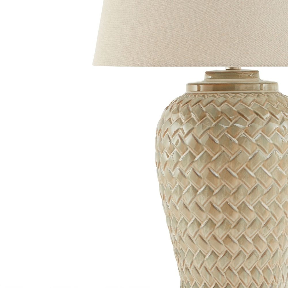 Product photograph of Hill Interiors Woven Ceramic Table Lamp With Linen Shade from Olivia's.