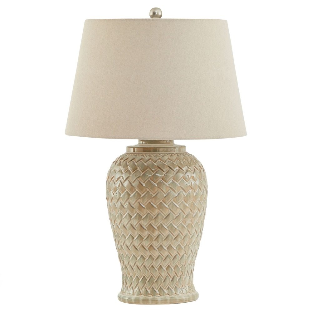 Product photograph of Hill Interiors Woven Ceramic Table Lamp With Linen Shade from Olivia's