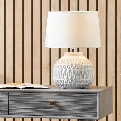 Product photograph of Olivia S Arnia Texture Ceramic Table Lamp In Warm White from Olivia's.