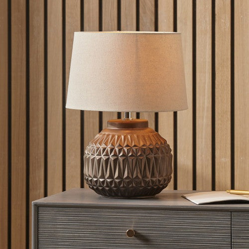 Product photograph of Olivia S Arnia Aztec Texture Ceramic Table Lamp In Bronze from Olivia's.