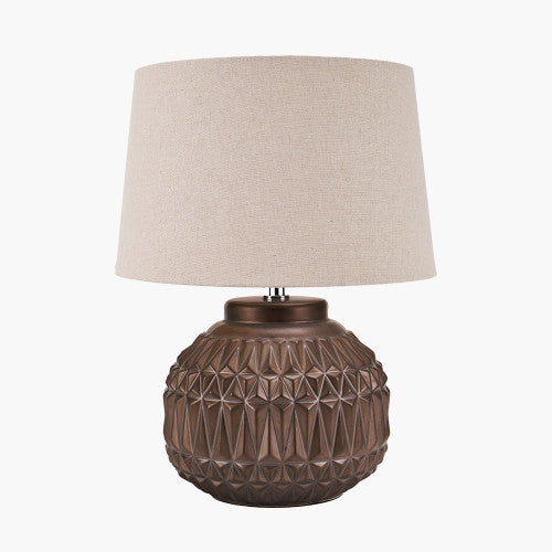 Product photograph of Olivia S Arnia Aztec Texture Ceramic Table Lamp In Bronze from Olivia's