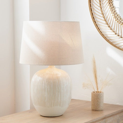 Product photograph of Olivia S Tanya Textured Ceramic Table Lamp In Natural And Cream from Olivia's.