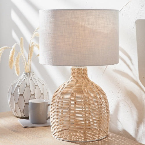 Product photograph of Olivia S Barton Rattan Cloche Table Lamp In Natural from Olivia's.