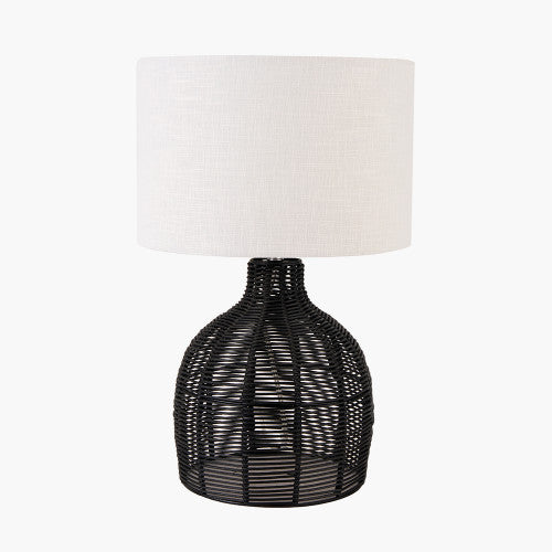 Product photograph of Olivia S Barton Rattan Cloche Table Lamp In Black from Olivia's