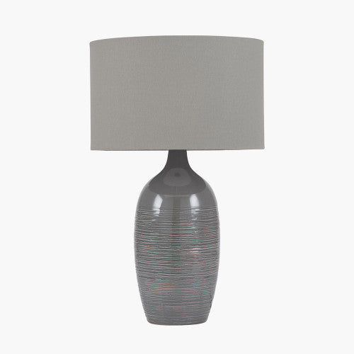 Olivias Adeline Etched Graphite Ceramic Table Lamp Outlet