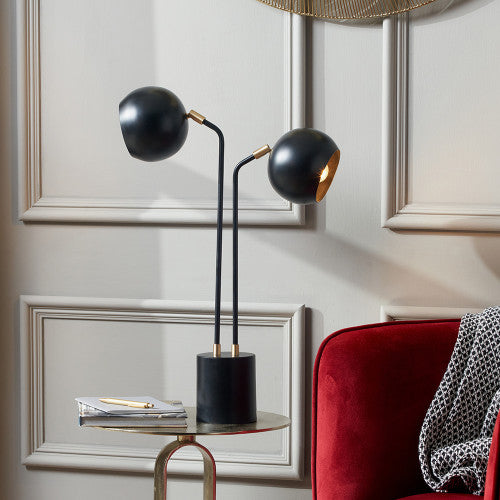 Product photograph of Olivia S Equinox Metal 2 Head Table Lamp In Black from Olivia's.