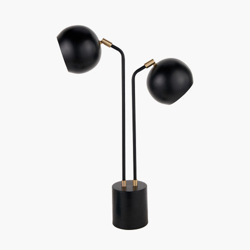 Product photograph of Olivia S Equinox Metal 2 Head Table Lamp In Black from Olivia's