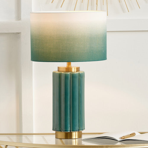 Product photograph of Olivia S Saphira Scalloped Ceramic Table Lamp In Green from Olivia's.