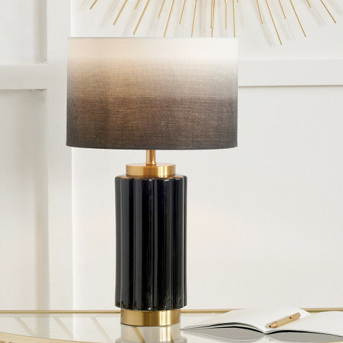 Product photograph of Olivia S Saphira Scalloped Ceramic Table Lamp In Black from Olivia's.