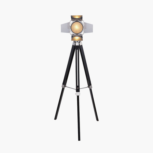 Olivias Stanley Tripod Floor Lamp In Silver And Black