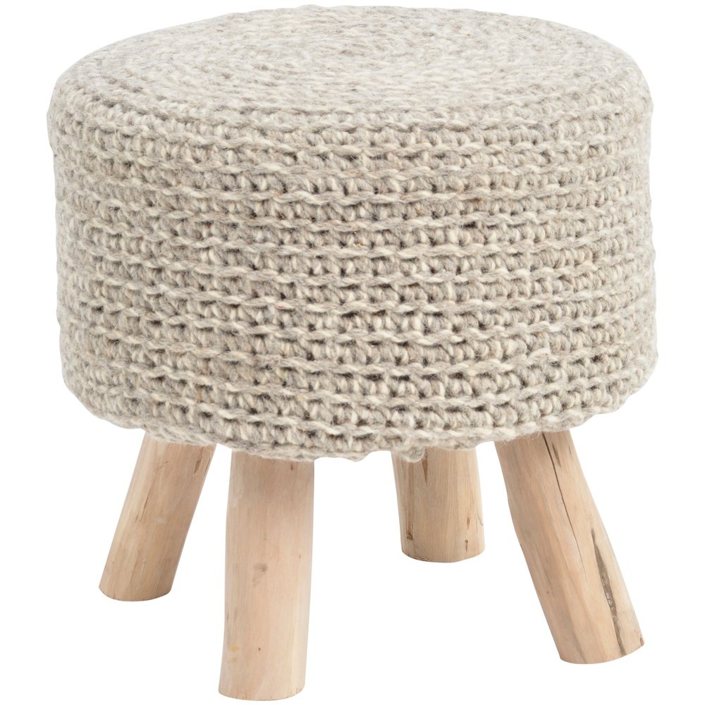 Product photograph of Libra Interiors Nomad Knitted Stool Stone Grey from Olivia's