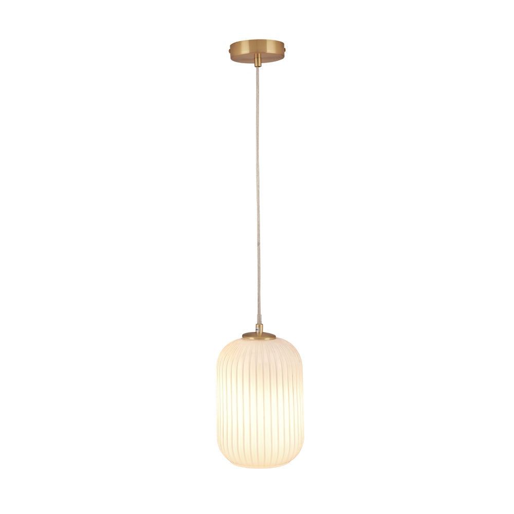 Product photograph of Olivia S Kara Ribbed Glass Pendant In White Gold Outlet from Olivia's.