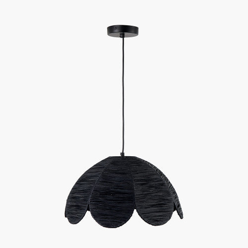 Product photograph of Olivia S Ember Scalloped Raffia Pendant In Black from Olivia's