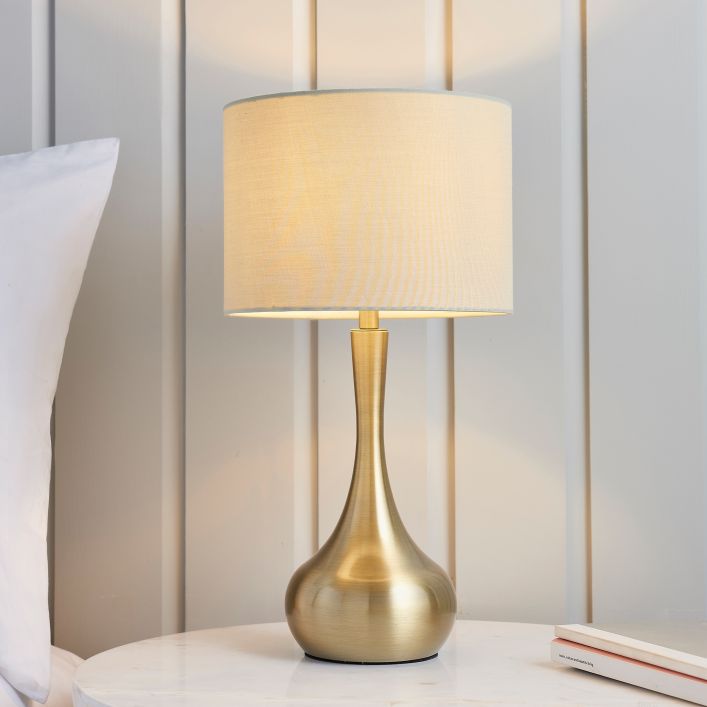 Product photograph of Olivia S Pearl Table Lamp Brass Taupe from Olivia's.